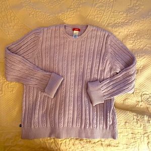 Anne Klein, lovely lavender cable knit with fold-back cuffs. Classy comfort